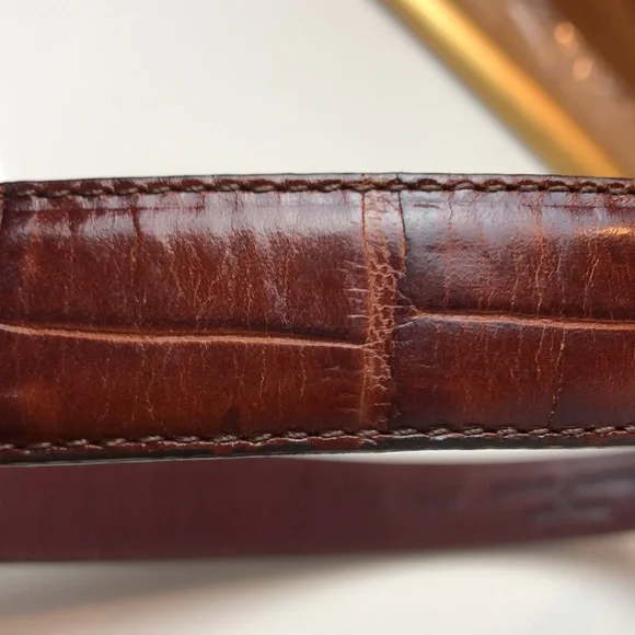 Brighton Men’s Croc Embossed Calfskin on Glove Leather Belt - Picture 9 of 13